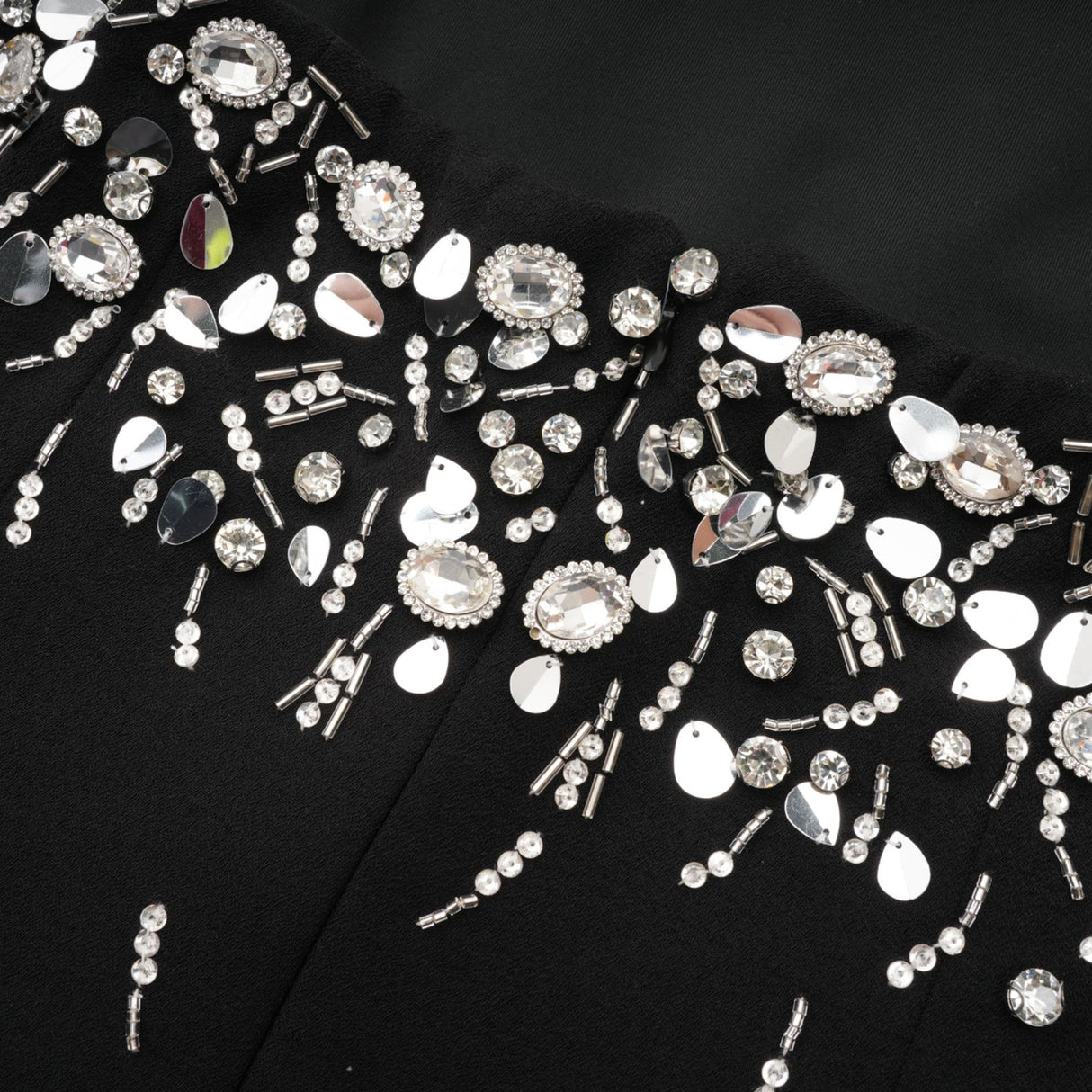 Vittoria Mini Dress Crystal Embellished Black Strapless & Flared