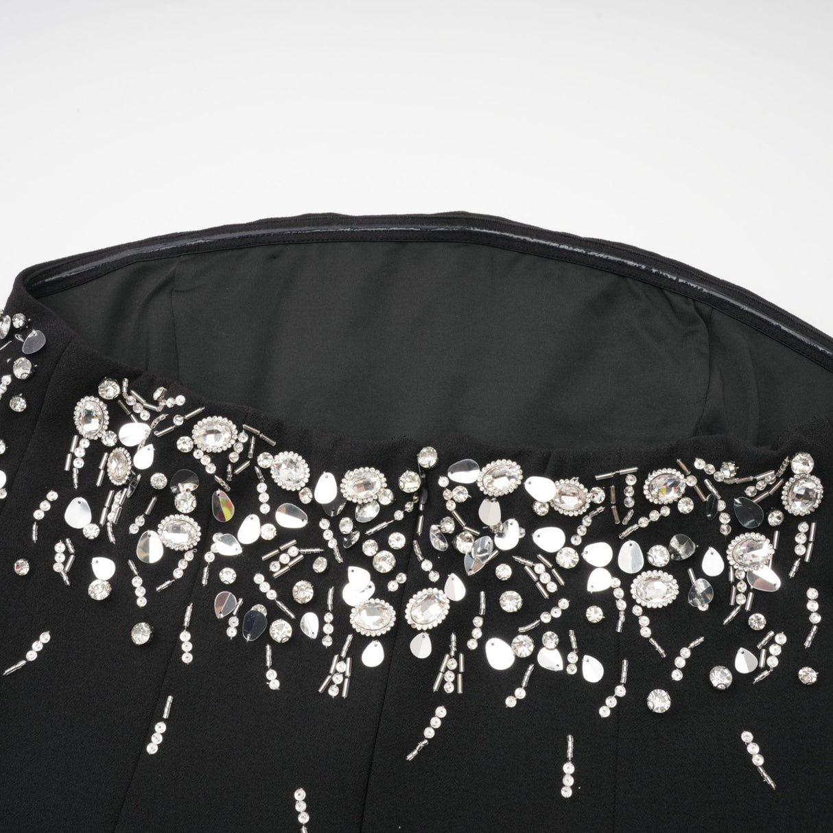 Vittoria Mini Dress Crystal Embellished Black Strapless & Flared