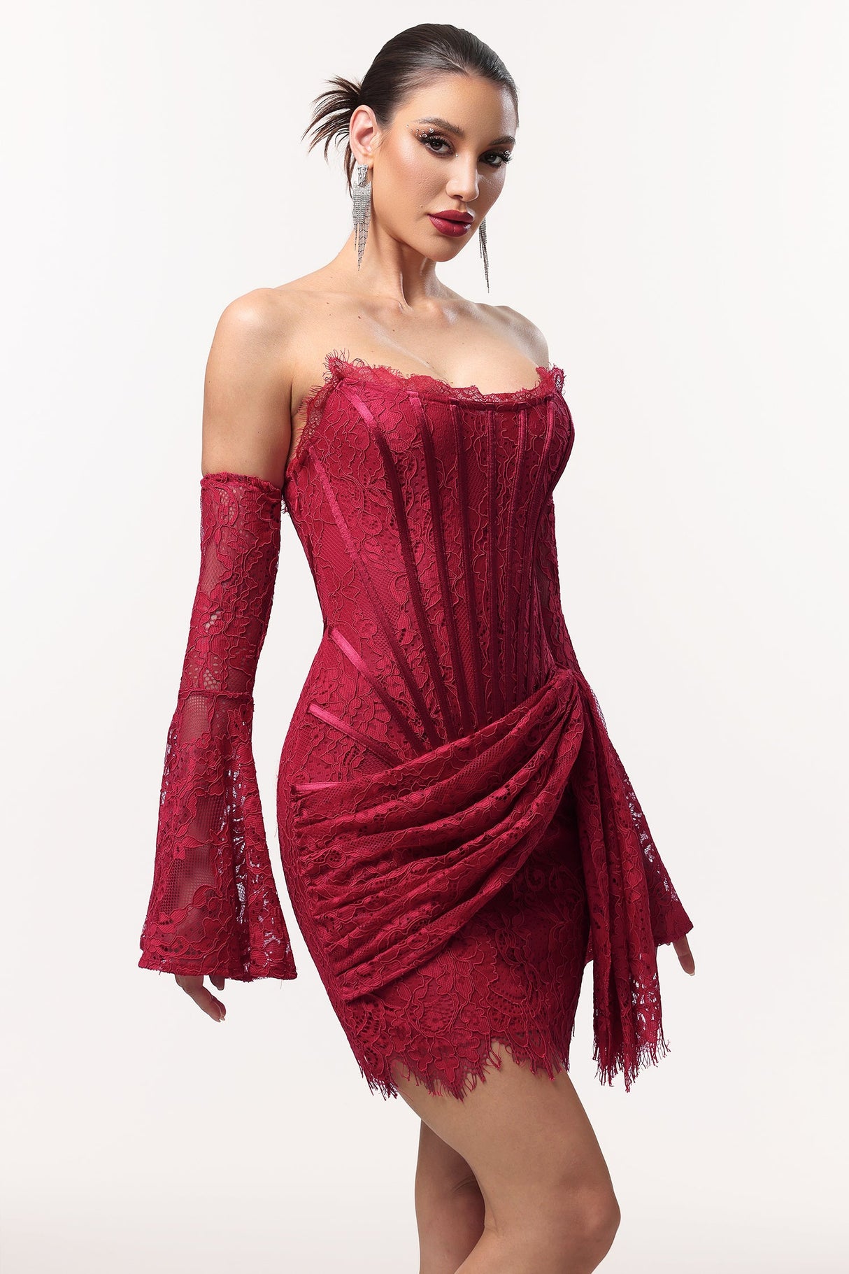 Vivian Red Lace Corset Mini Dress