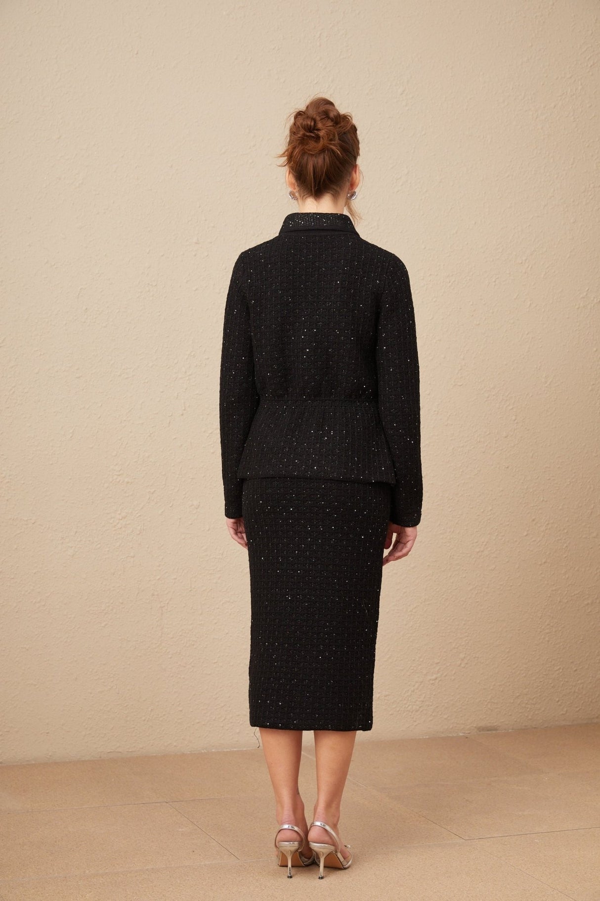 Willow Jacket & Skirt Sequined Waffle Knit Set