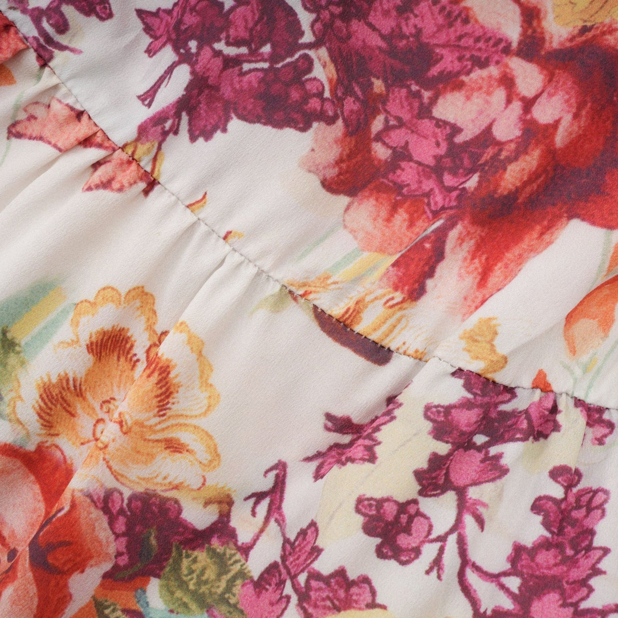 Yvonne Floral Tulle V - Neck Blouse With Flared Sleeves