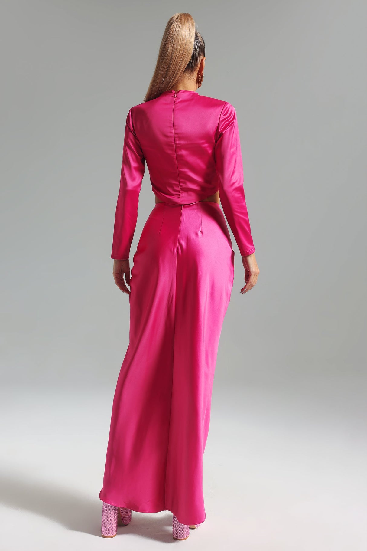 Zaira Pink Twist Detail V-Neck Dress