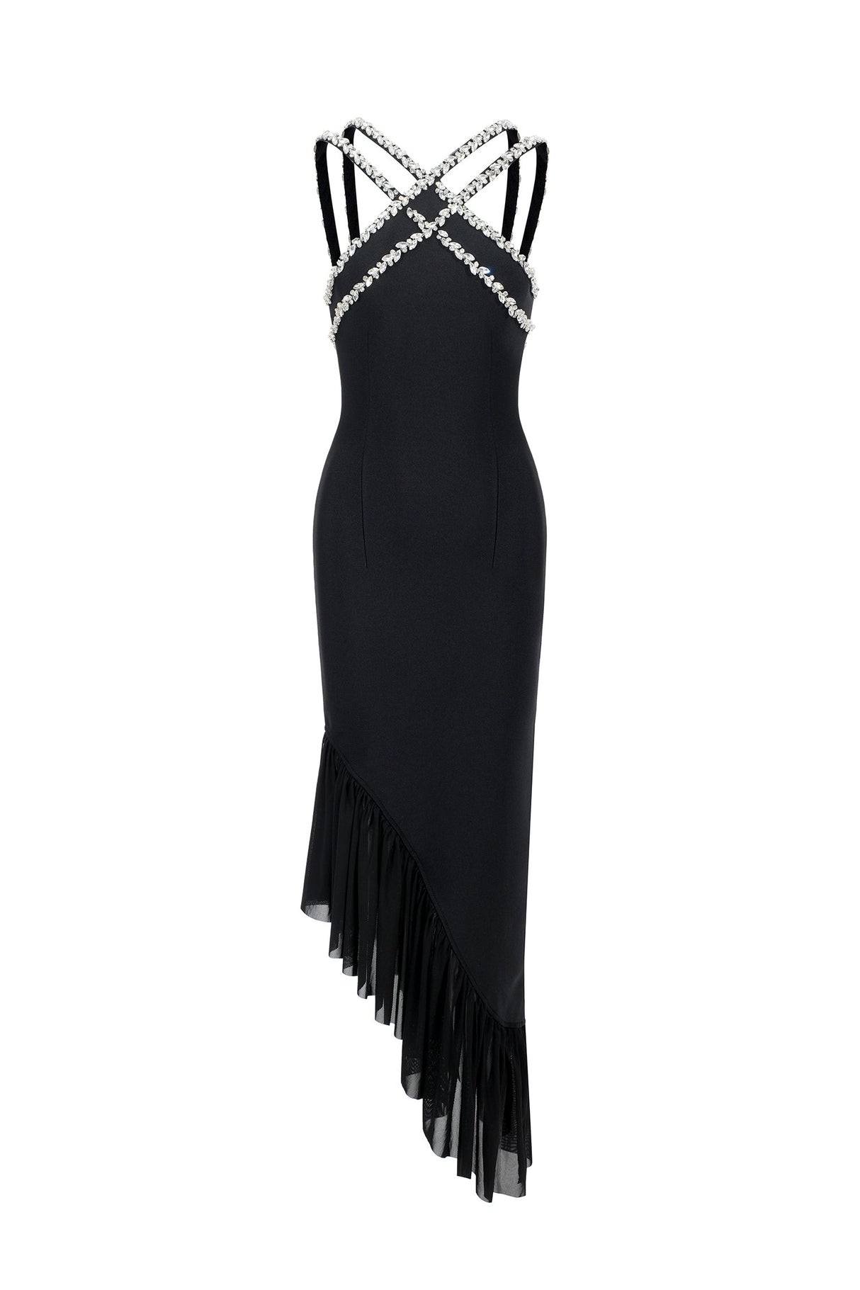 Zara Black Diamond Flounce Sleeveless Dress