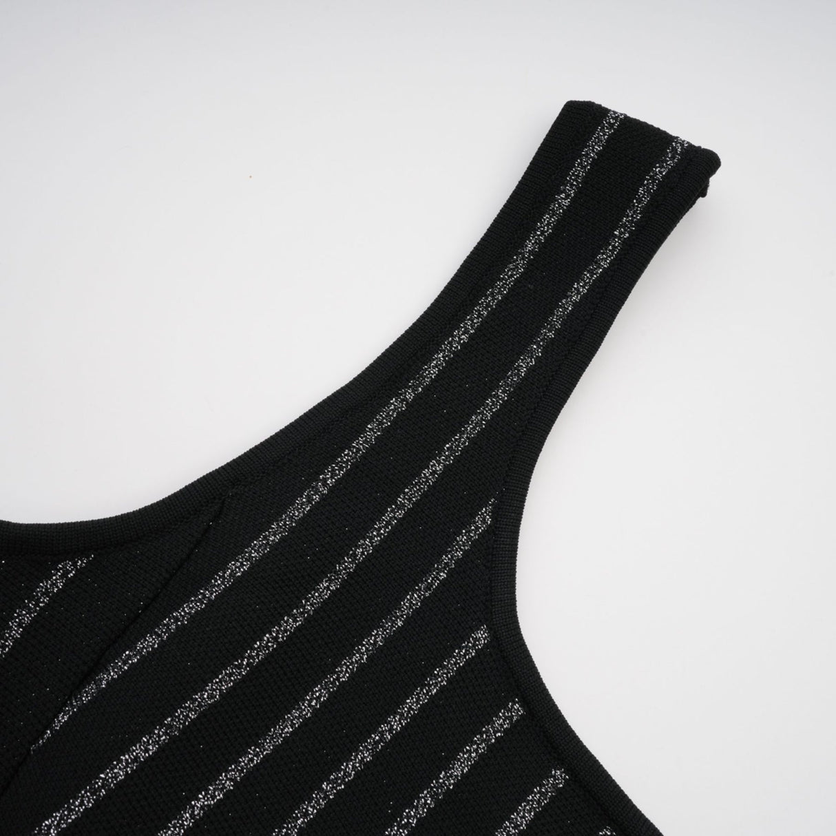 Zara Mini Dress Black Glitter Stripe Flare Gloss