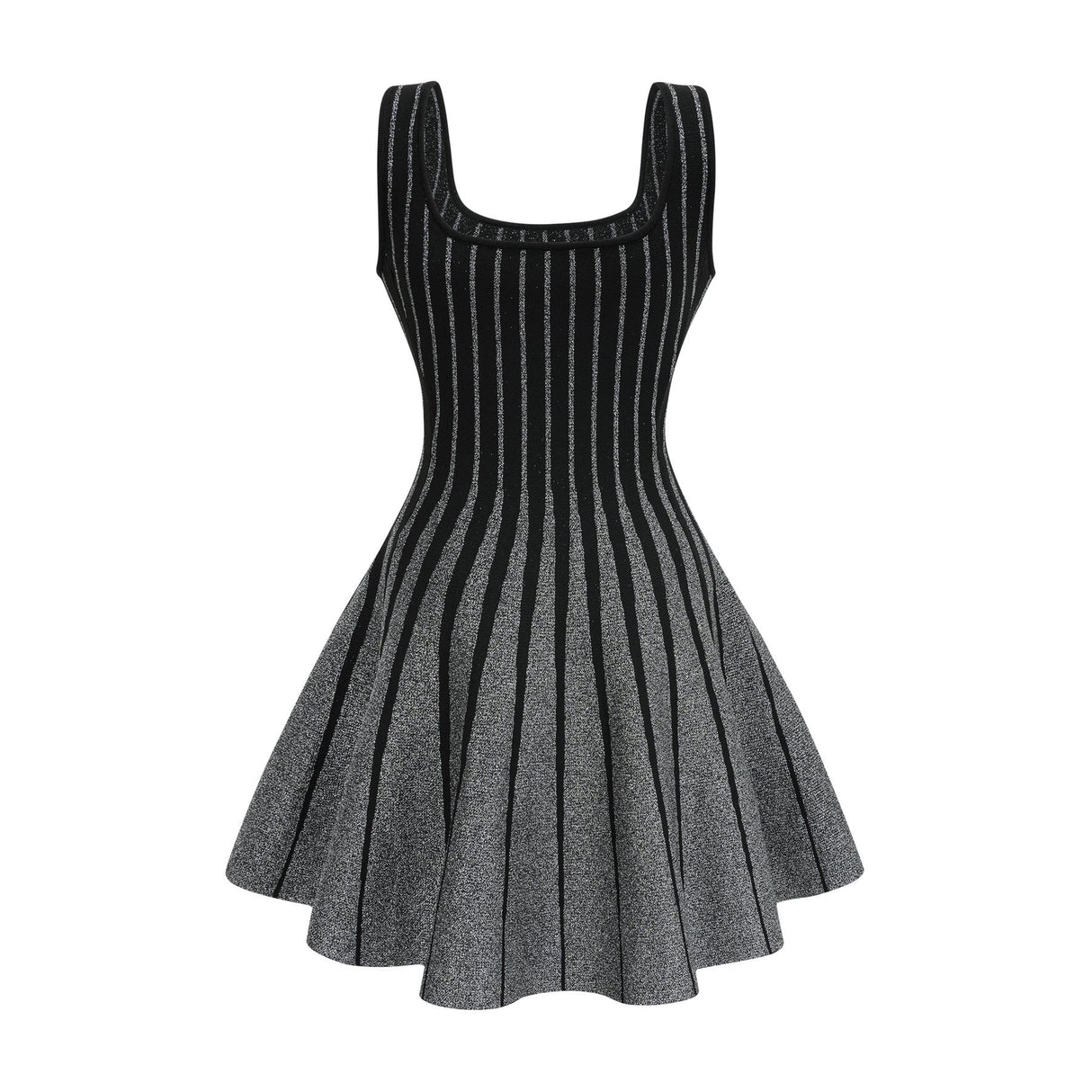 Zara Mini Dress Black Glitter Stripe Flare Gloss