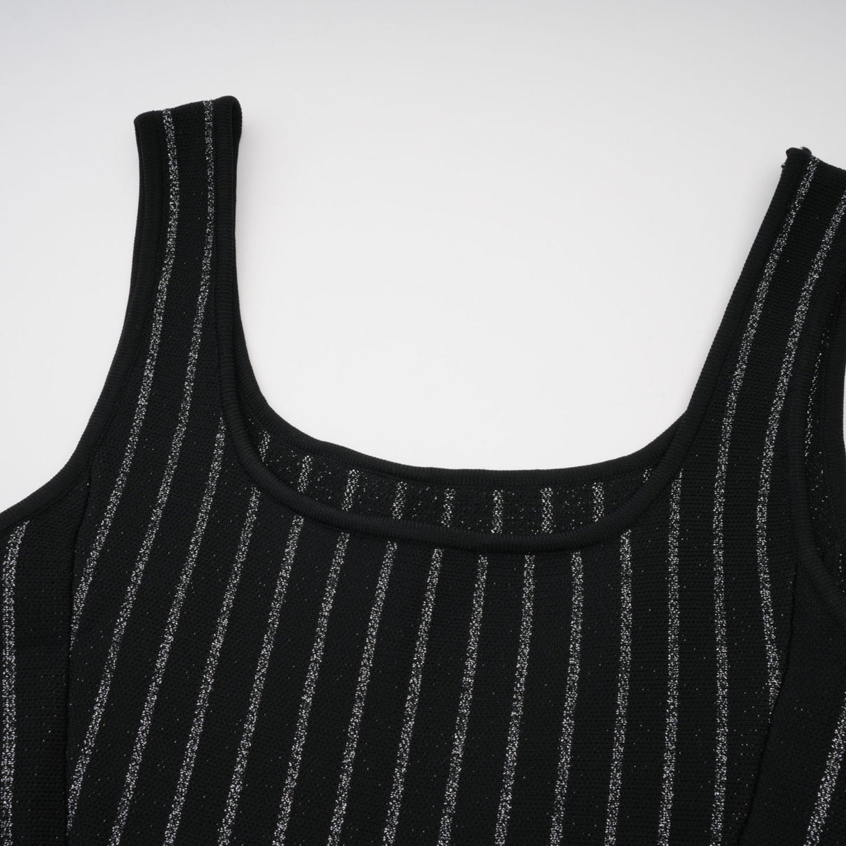 Zara Mini Dress Black Glitter Stripe Flare Gloss