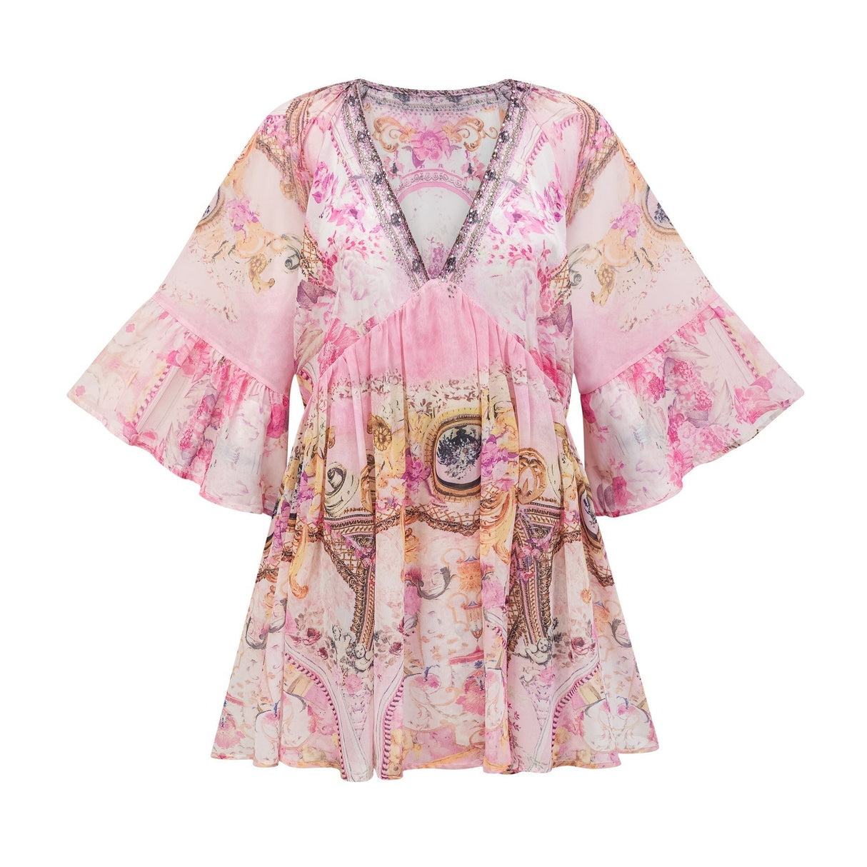 Zara Mini Dress Pink Crystal Embellished Pattern