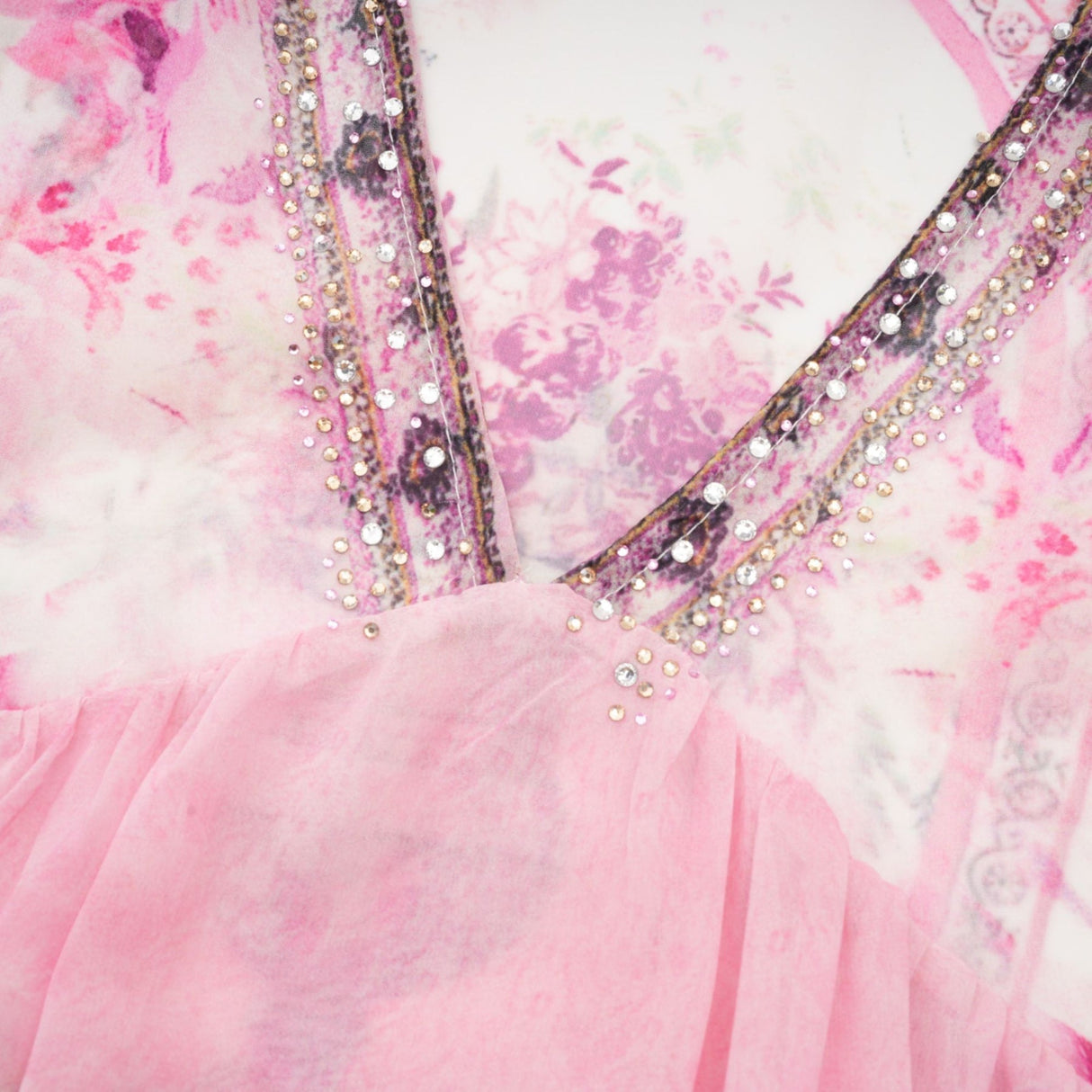 Zara Mini Dress Pink Crystal Embellished Pattern