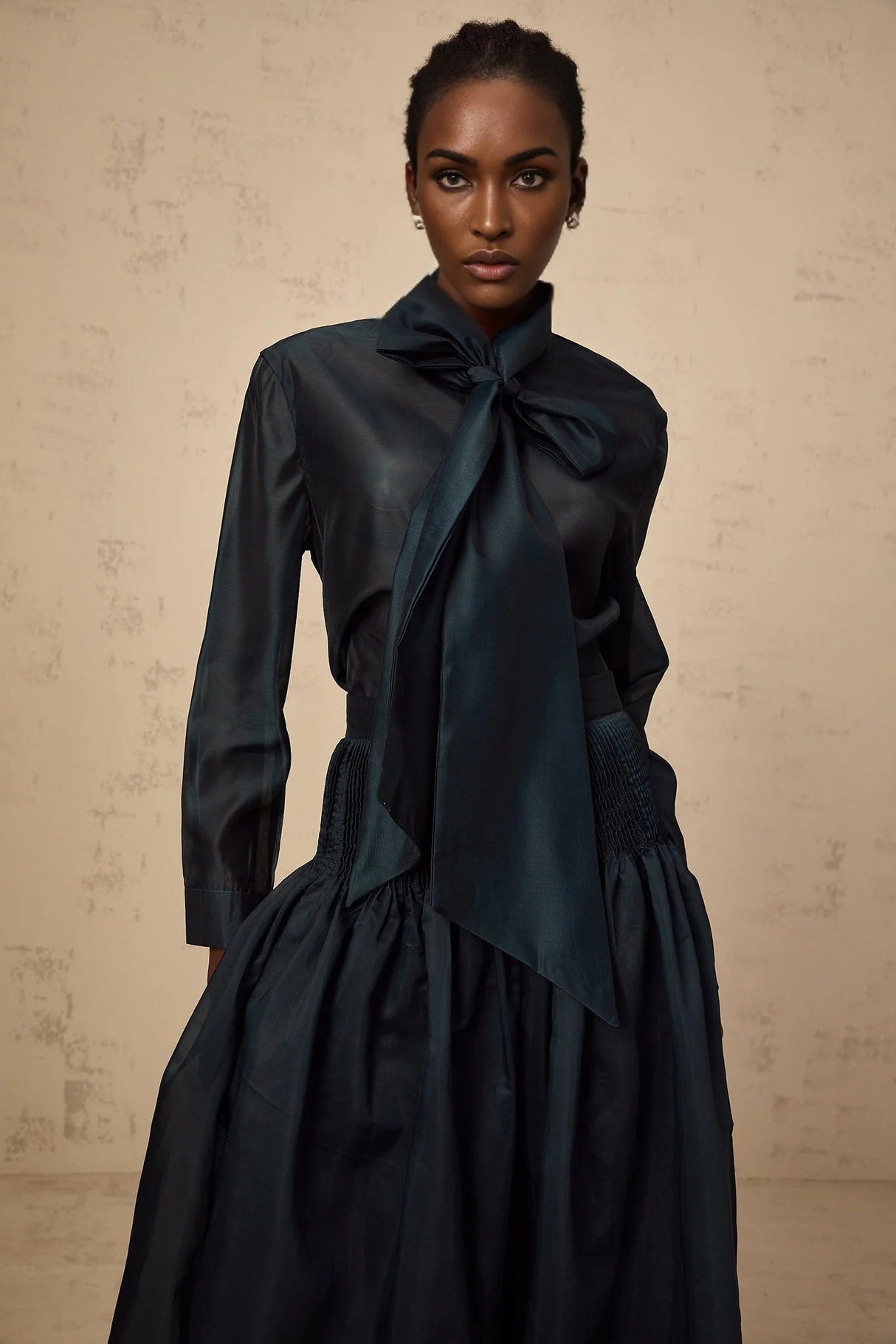 Zaria Shirt & Skirt Set Smocked Panelling Pleated Maxi - Length