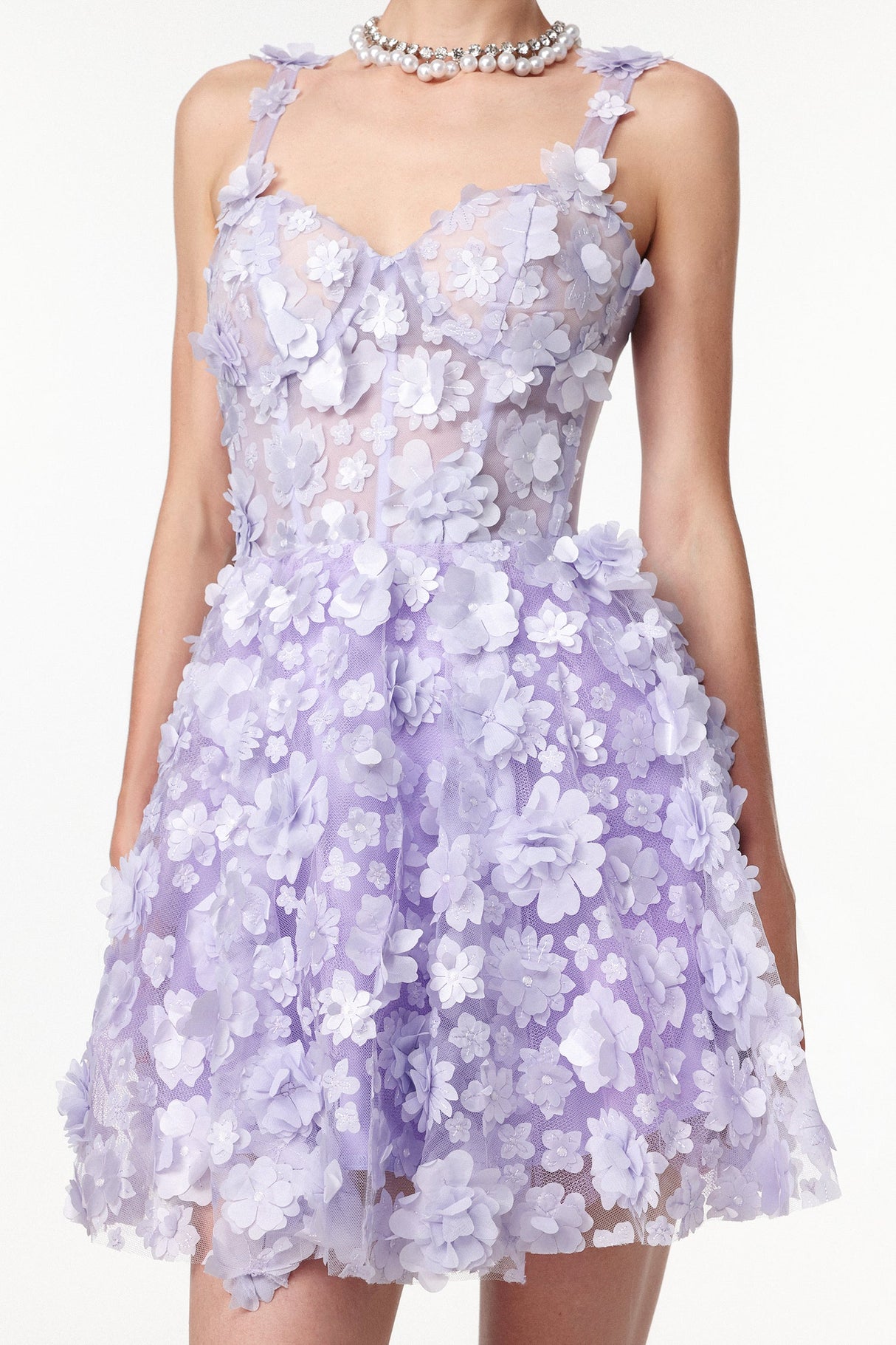 Zaylee Lilac Floral Embellished Mini Dress