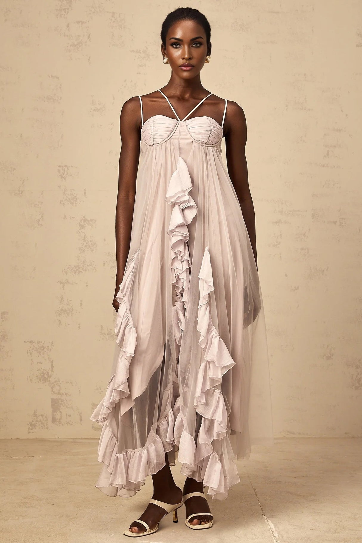 Zaylee Maxi Dress Light Purple Layered Ruffles