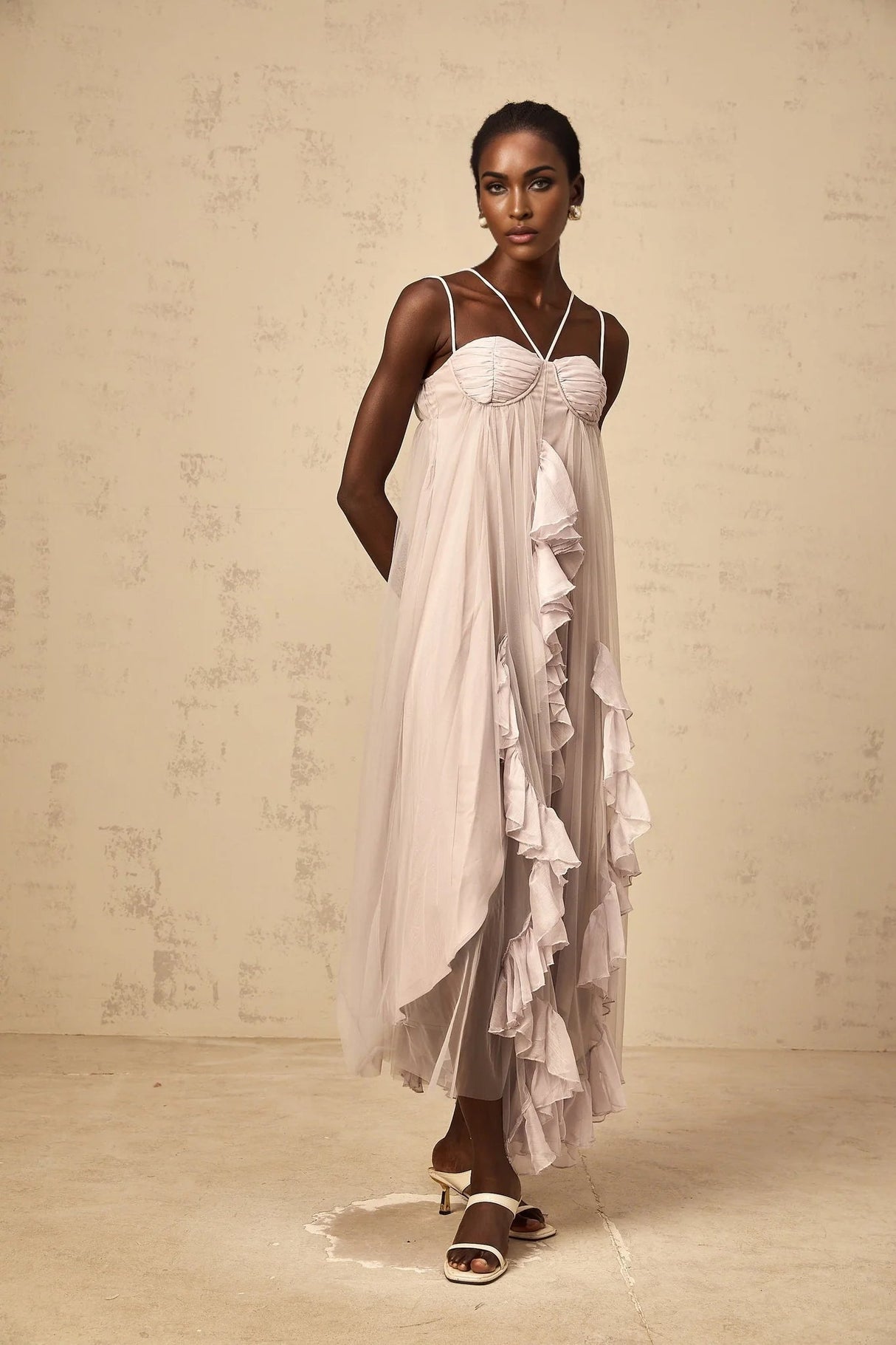 Zaylee Maxi Dress Light Purple Layered Ruffles