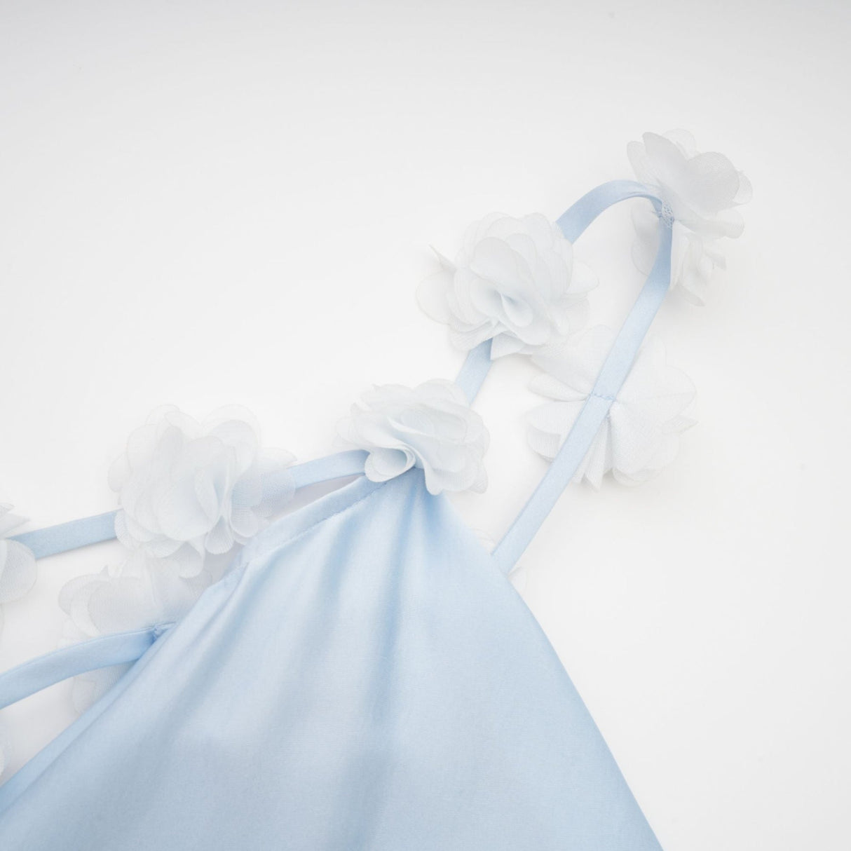 Zelmira Floral Maxi Dress in Light Blue Satin with Cowl Neck and Low Back Design