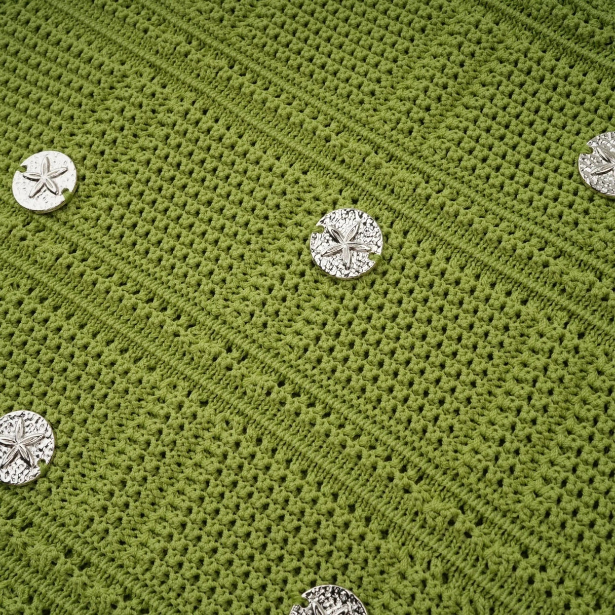 Zelmira Top & Skirt Set Green Embellished Knit Cropped Fringed Calf - Length