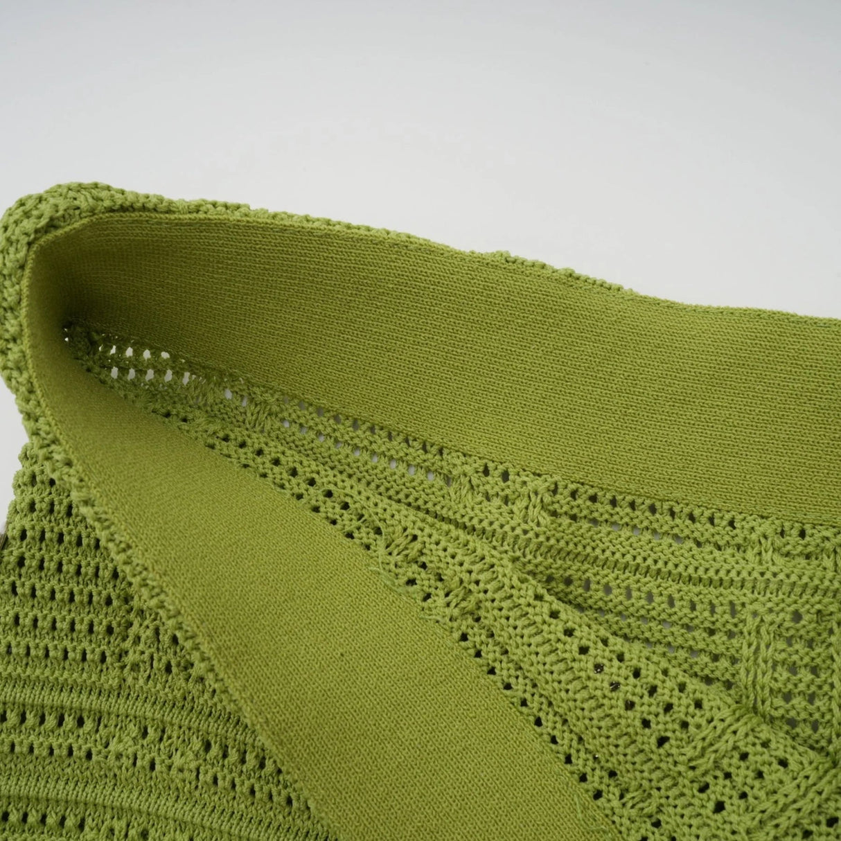 Zelmira Top & Skirt Set Green Embellished Knit Cropped Fringed Calf - Length