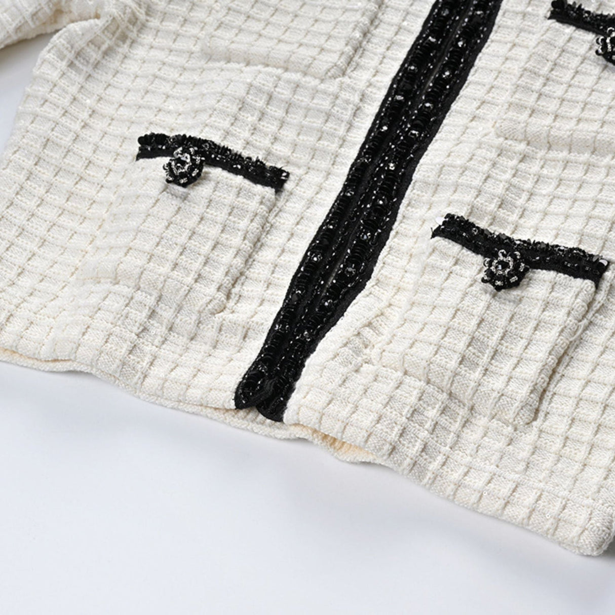 Zita Jacket & Skirt White Waffle Knit Set