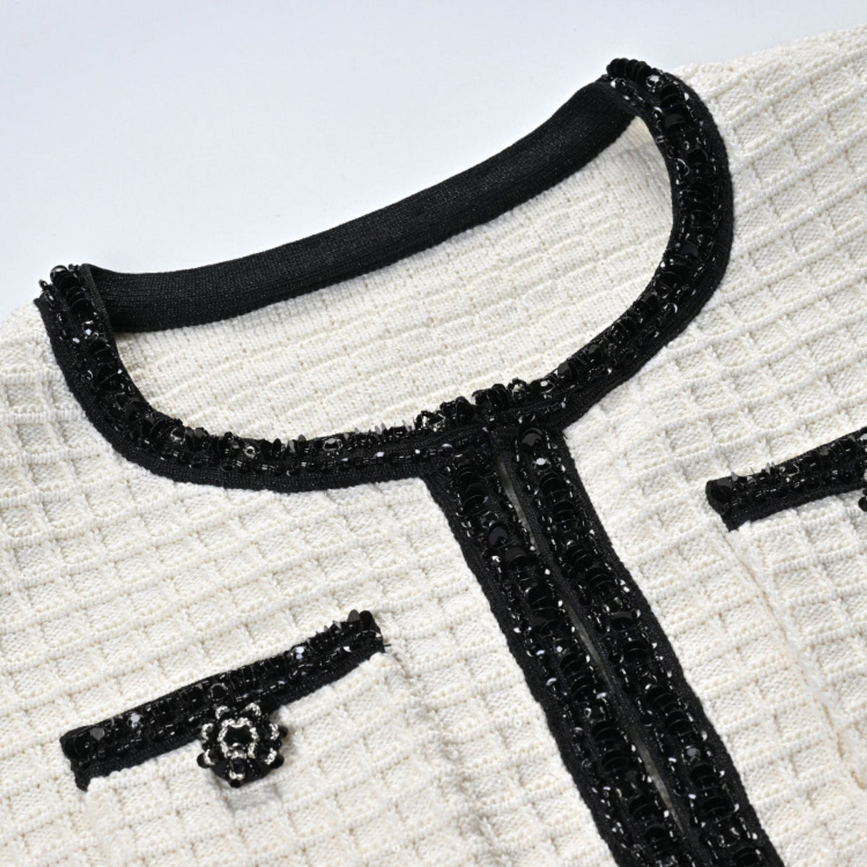 Zita Jacket & Skirt White Waffle Knit Set