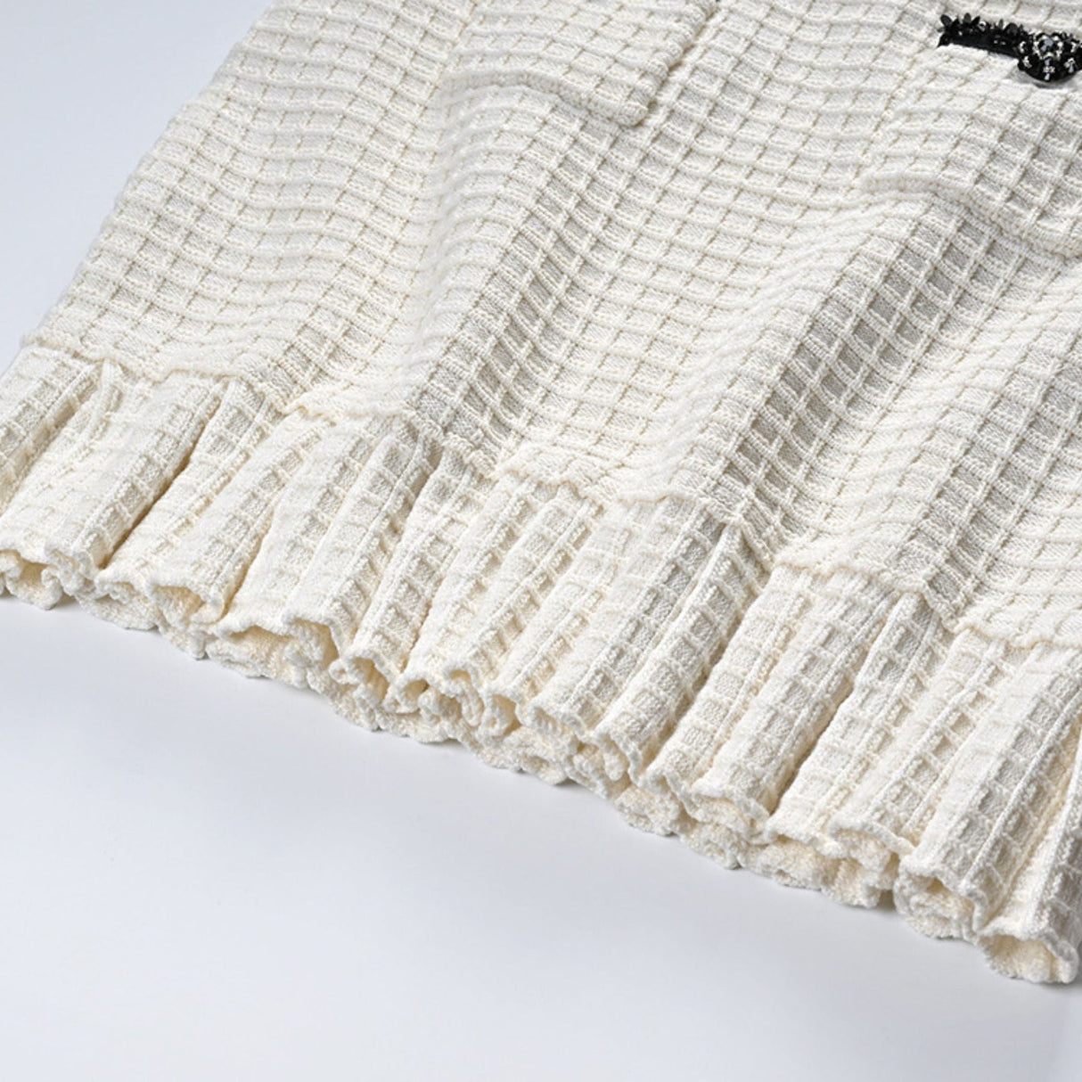 Zita Jacket & Skirt White Waffle Knit Set