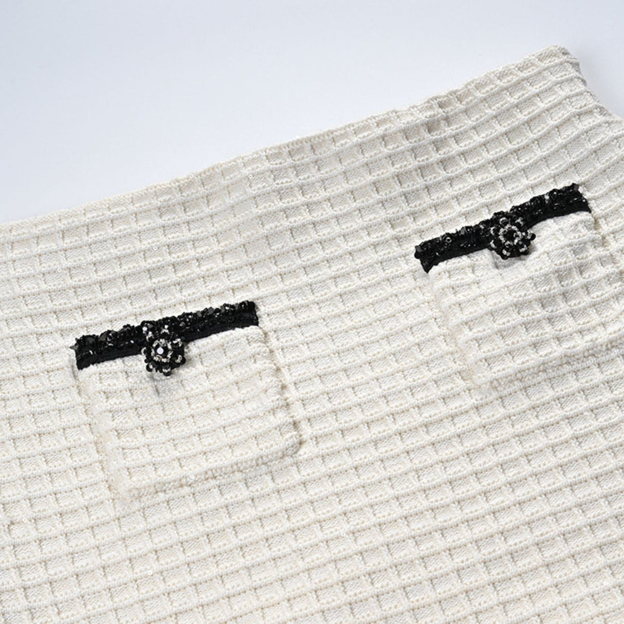 Zita Jacket & Skirt White Waffle Knit Set