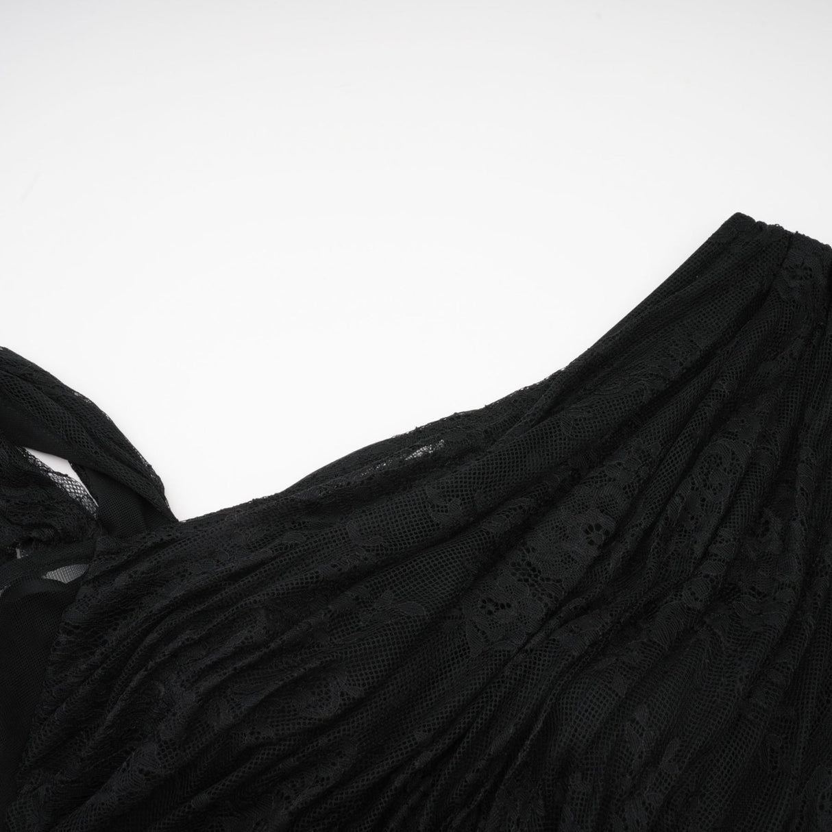 Zita Maxi Dress - Classic Blac - One - Shoulder Asymmetric Design with Lace Detailing