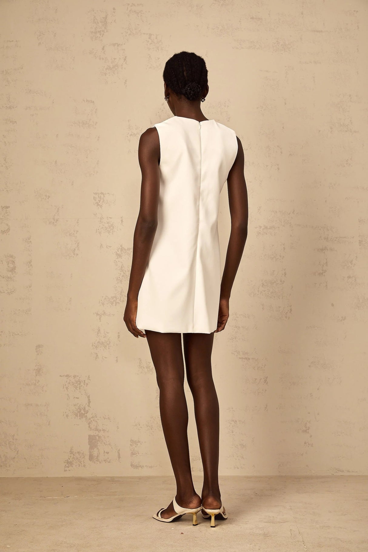 Zita Mini Dress White Sequin Floral Embroidered Open - back