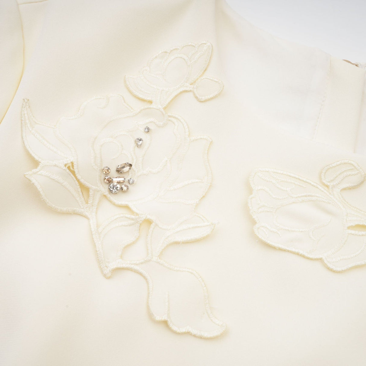 Zita Neutrals Skirt & Top Set 3D Petal Crystal Embellishment