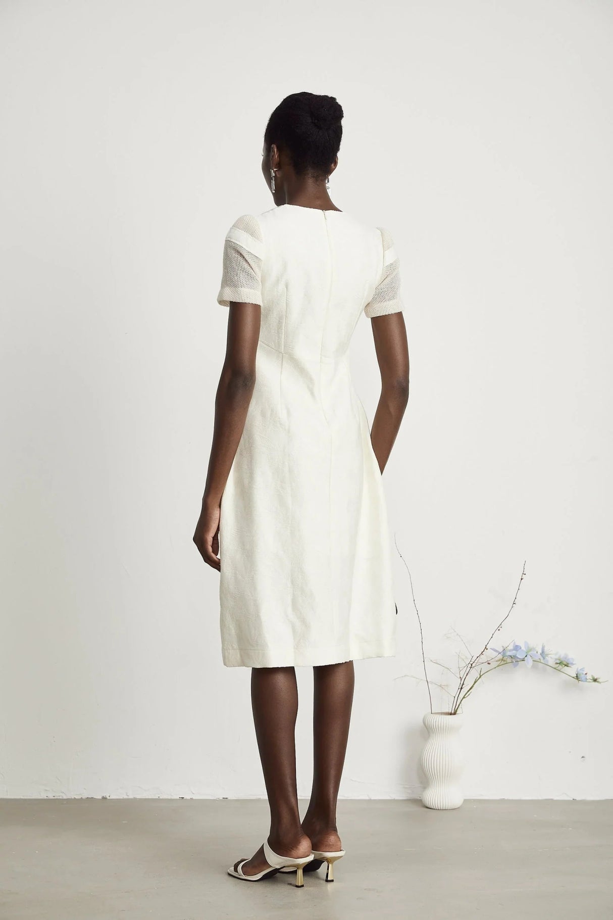 Zoe Floral Embroidery A - Line Midi Dress