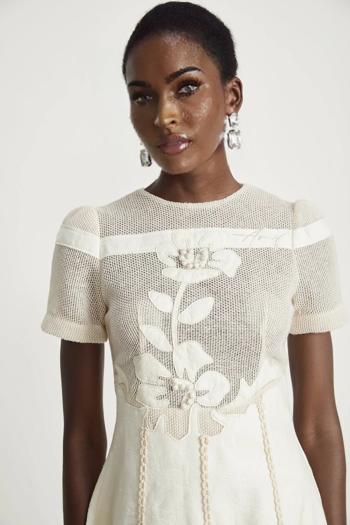 Zoe Floral Embroidery A - Line Midi Dress