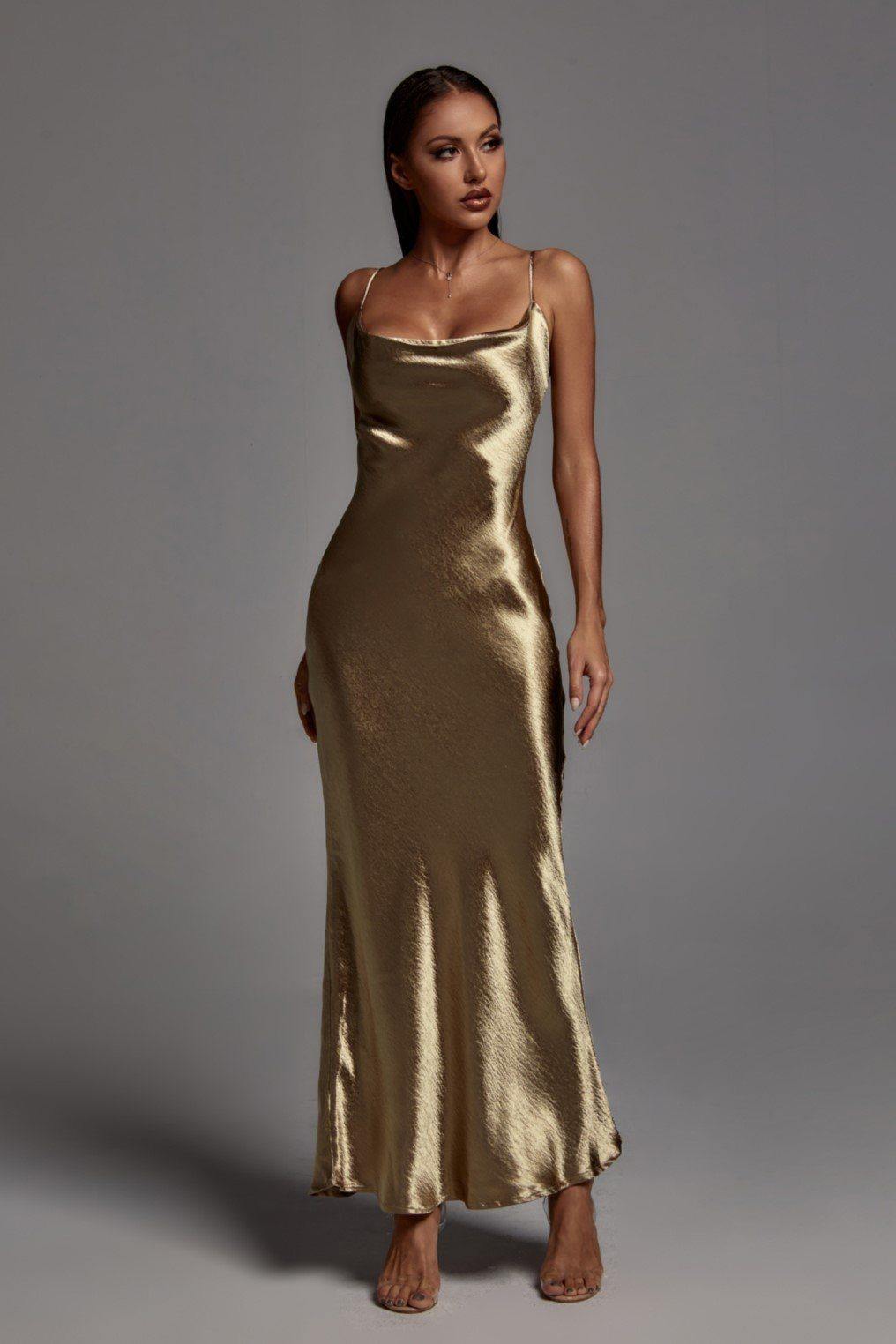 Zoey Gold Metallic Floor-Length Dress