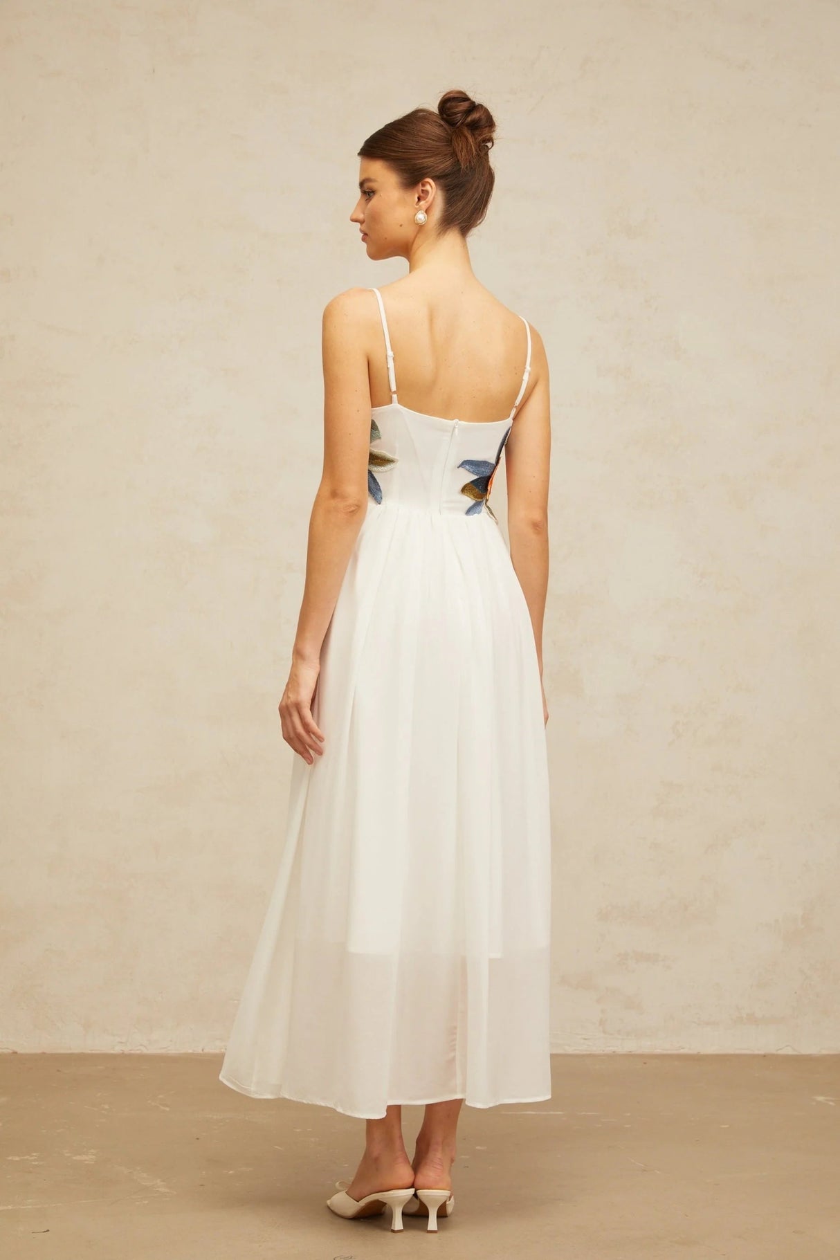 Zoey Maxi Dress Floral Embroidered White & Multicolor