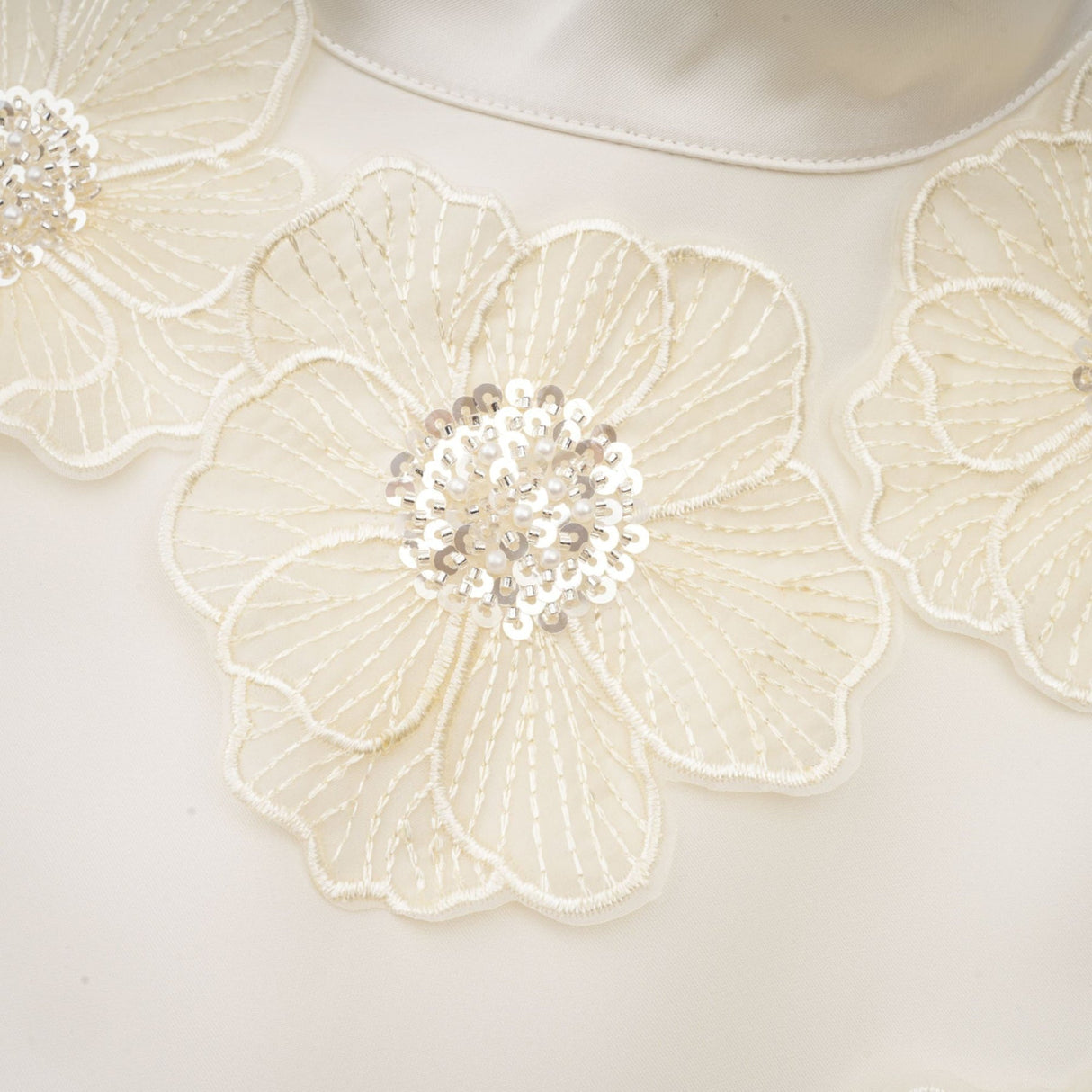 Zuri Floral Midi Dress Sleeveless Aline design with Beaded Appliqu in White