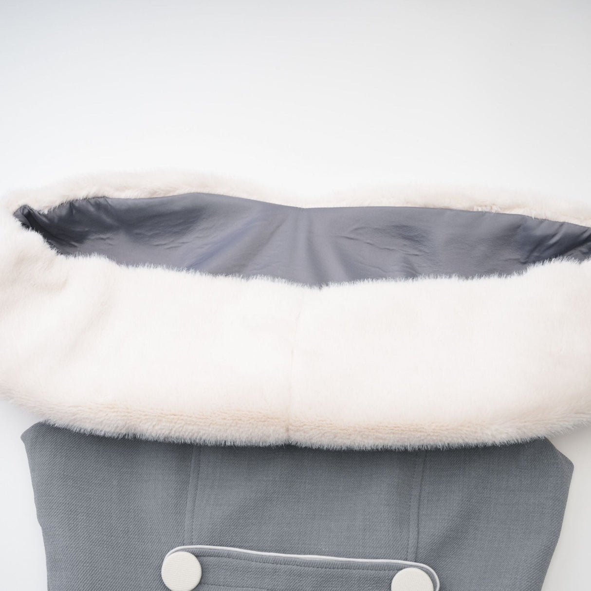 Zuri Mini Dress Grey with Faux Fur Shoulders