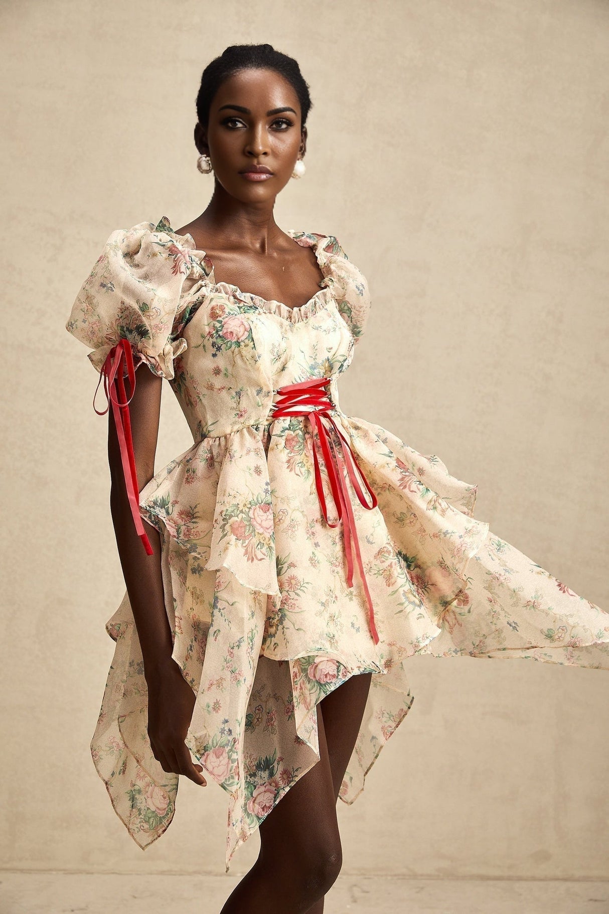 Zuri Mini Dress Sweetheart Neck Floral Print Mini Length