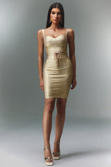 Flaminia Midi Dress - V-Neckline - Sleeveless - Body-Hugging Silhouette - Intricate Seam Detail - Adjustable Tie Waist