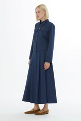 Shirt and Belted Hook Midi Skirt Set