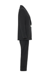 Set with Double Pleated Pants and Elastic Waist, Metal Button Detail