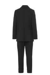 Set with Double Pleated Pants and Elastic Waist, Metal Button Detail