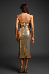 Felicity Midi Dress - Strapless - Sequin Detailing - Figure-Hugging Silhouette - Daring Side Slit - Luxurious Feel