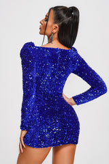 Malia Mini Dress - Deep V-Neckline - Shimmering Sequins - Long Sleeves - Expertly Crafted Fit - Playful Yet