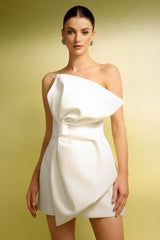 Giannina Mini Dress - Sleeveless - Irregular Silhouette - Bow Detailing - Flattering Fit Feel