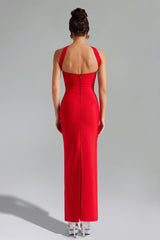 Maddalena Midi Dress - Form-Fitting Silhouette - Halter Neckline - Intricate Detailing - Floor-Length - Versatile For Any Occasion