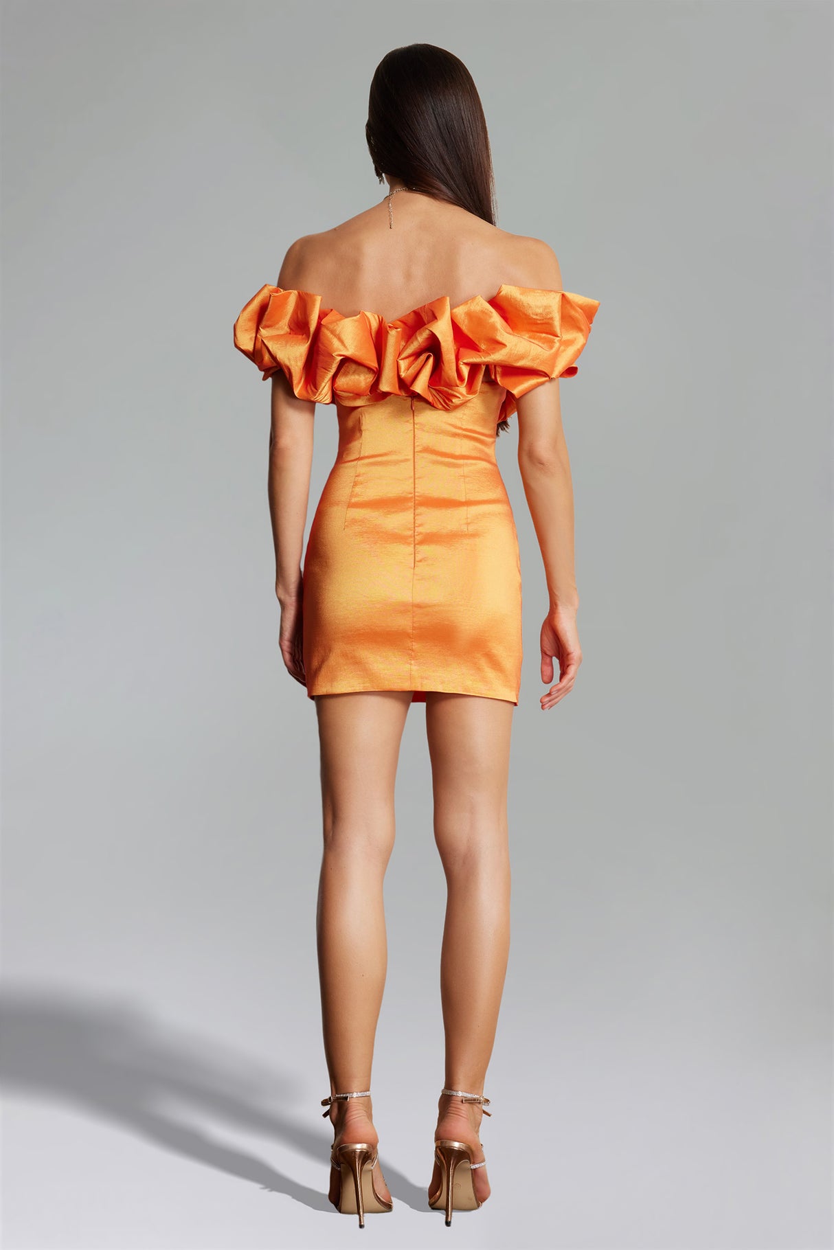 Mariateresa Mini Dress - Off-Shoulder Neckline - Puff Sleeves - Diamante Embellishments - Figure-Hugging Fit - Mini Length