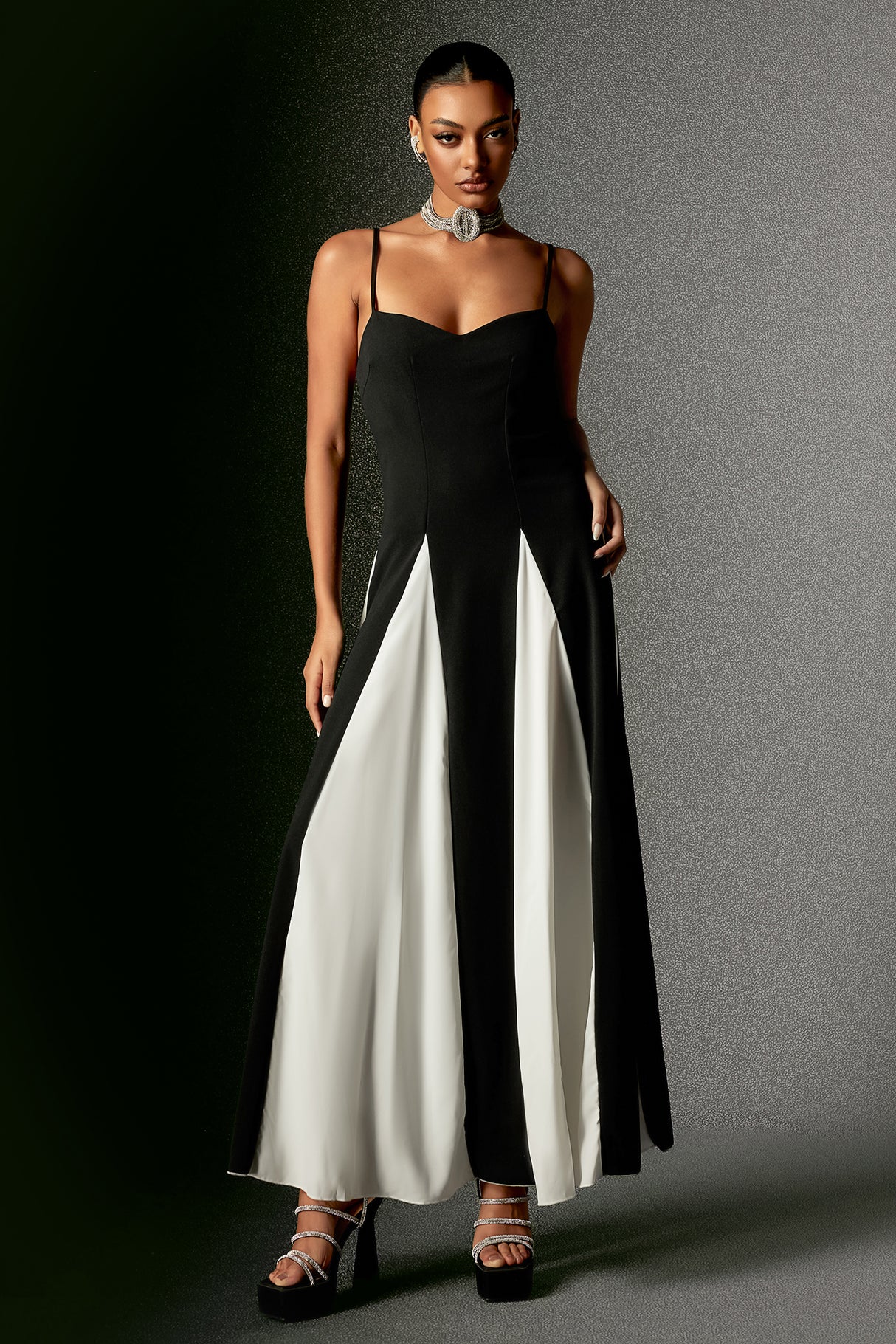 Gwendolyn Midi Dress - Unique Patchwork - Neckline - Flowing Midi Length - Comfortable Draping - Versatile