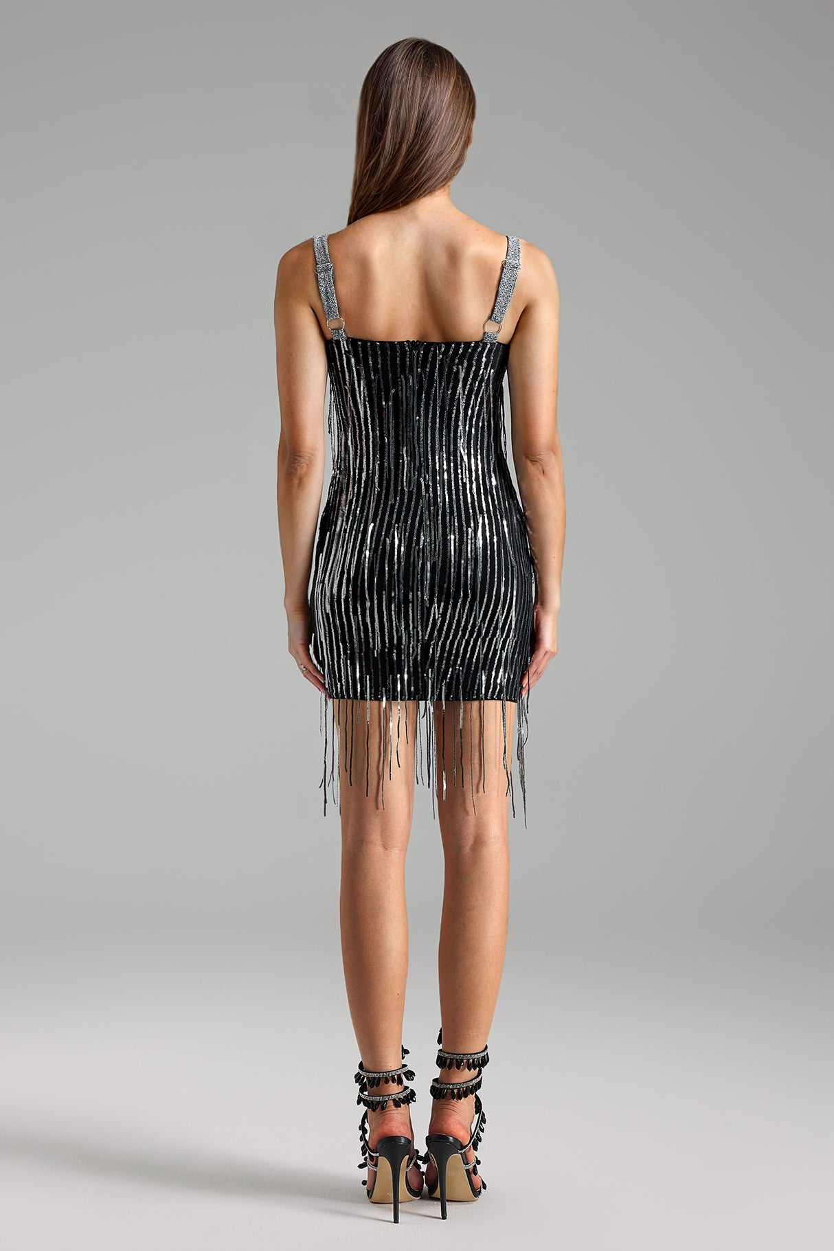 Margherita Embellished Tassel Mini Dress - Intricate Detailing - Tailored Fit - V-Neckline - Playful Tassels - Luxurious Fabric