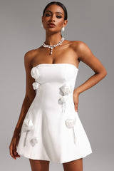Violet Mini Dress - Sleeveless Silhouette - Floral Sequin Detailing - Flared Skirt - Luxurious Fabrics