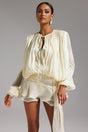 Mallory Mini Dress - Flounce - Long Sleeves - Hollow Out Detailing - Soft & Lightweight Fabric - Versatile - modified image