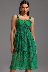 Malaya Mini Dress - Intricate Lace Detailing - Pleated Bodice - Feminine Silhouette - Open Back - Versatile Statement