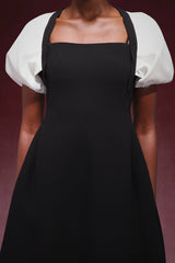 Millie Midi Dress - Square-Cut Collar - Voluminous Sleeves - Flattering Silhouette - Comfortable Fit - Statement-Making