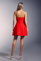 Karina Strapless Diamond Bandage Mini Dress - Intricate Diamond Detailing - Flattering Fit - Playful Flare