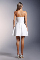 Mariateresa Strapless Diamond Bandage Mini Dress - Captivating Silhouette - Intricate Diamond Embellishments - Fitted Bodice - Flared Skirt